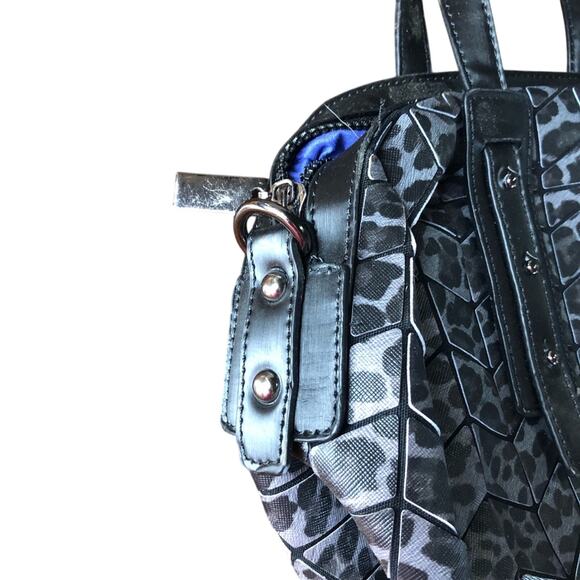 Patrizia Luca Gray & Black Leopard Print Satchel Bag, Detachable Strap, NWT! - Picture 6 of 7